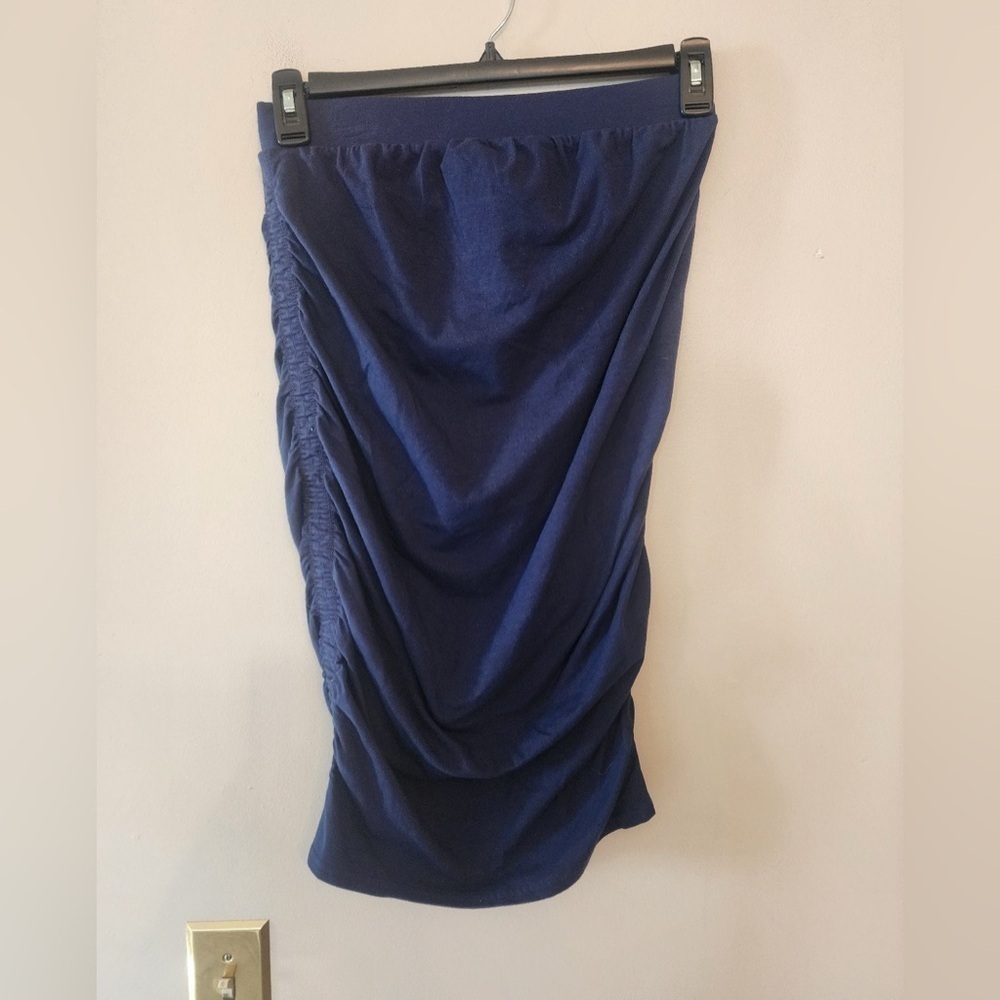 Isabel Women's Navy Blue Ruched Side Stretch Skirt Size small